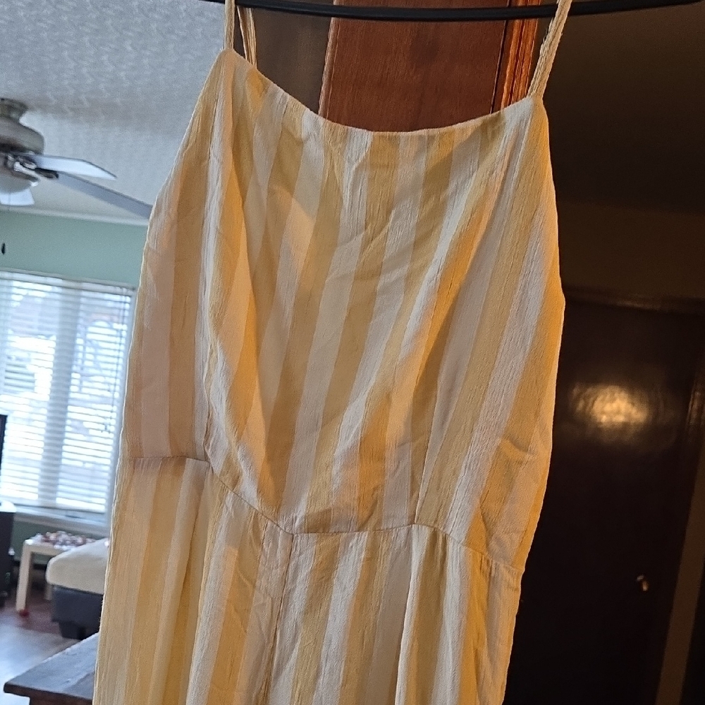 Striped Cream and White Romper with side slits on both sides